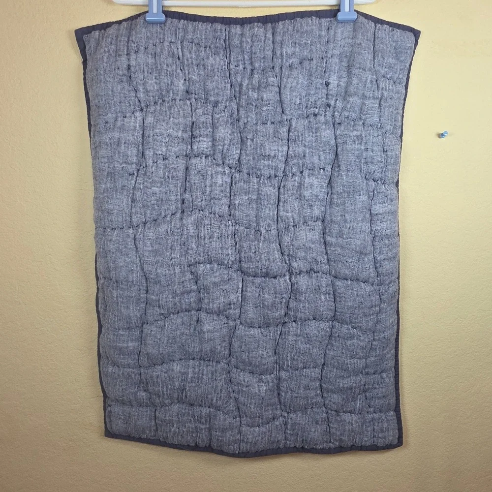 Pottery Barn Blue Linen Cotton Quilted Standard Pillow Sham Envelope Closure